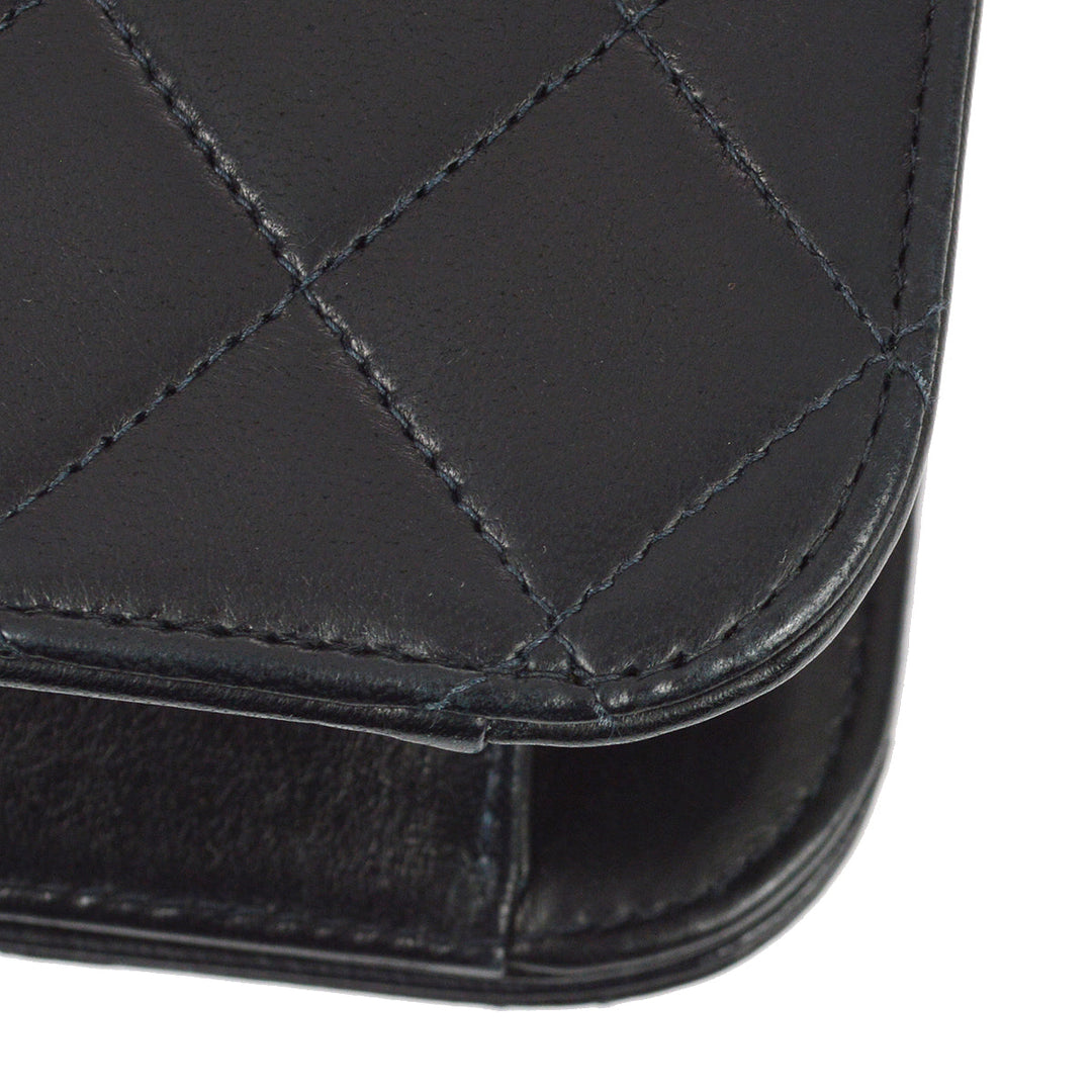 Top Quality Chanel 2000-2001 Black Lambskin Turnlock Small Full Flap Bag