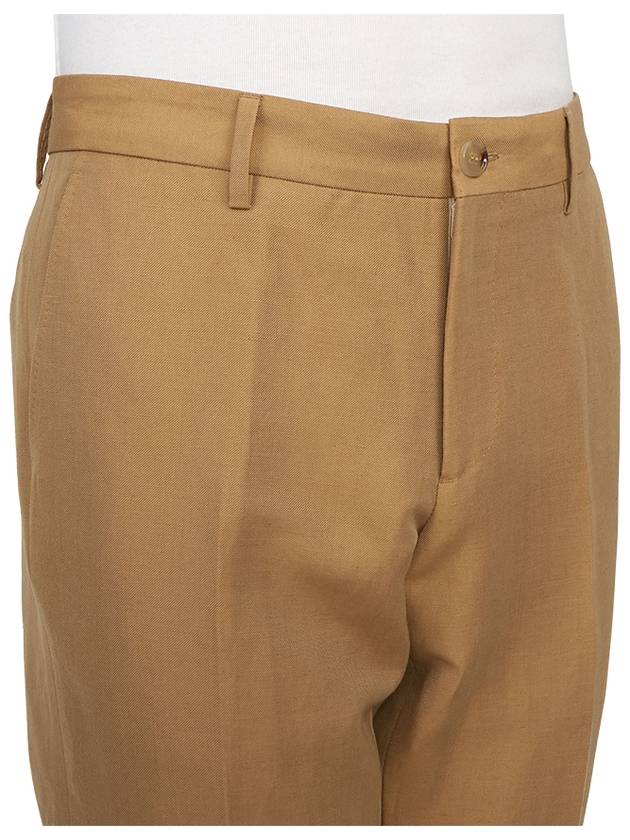 Burberry Wool Linen Tailored Straight Pants Camel
