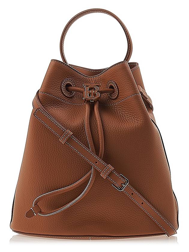 Burberry TB Logo Leather Small Bucket Bag Brown
