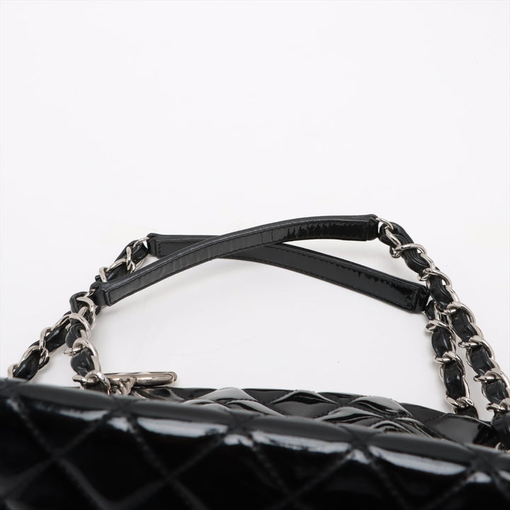 Top Quality Chanel Mademoiselle Patent Leather Chain Shoulder Bag Black Silver G  14th