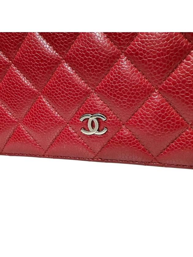 A31509 Red Caviar Skin Silver Logo Timeless Classic Flap Long Wallet Chanel