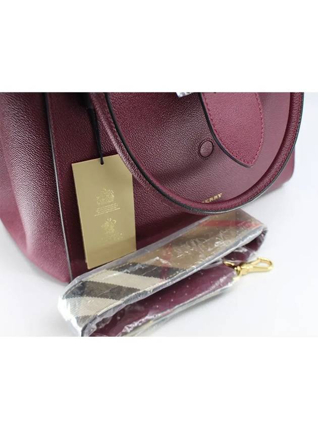 Burberry Grainy Leather Buckle Medium Tote Bag Purple