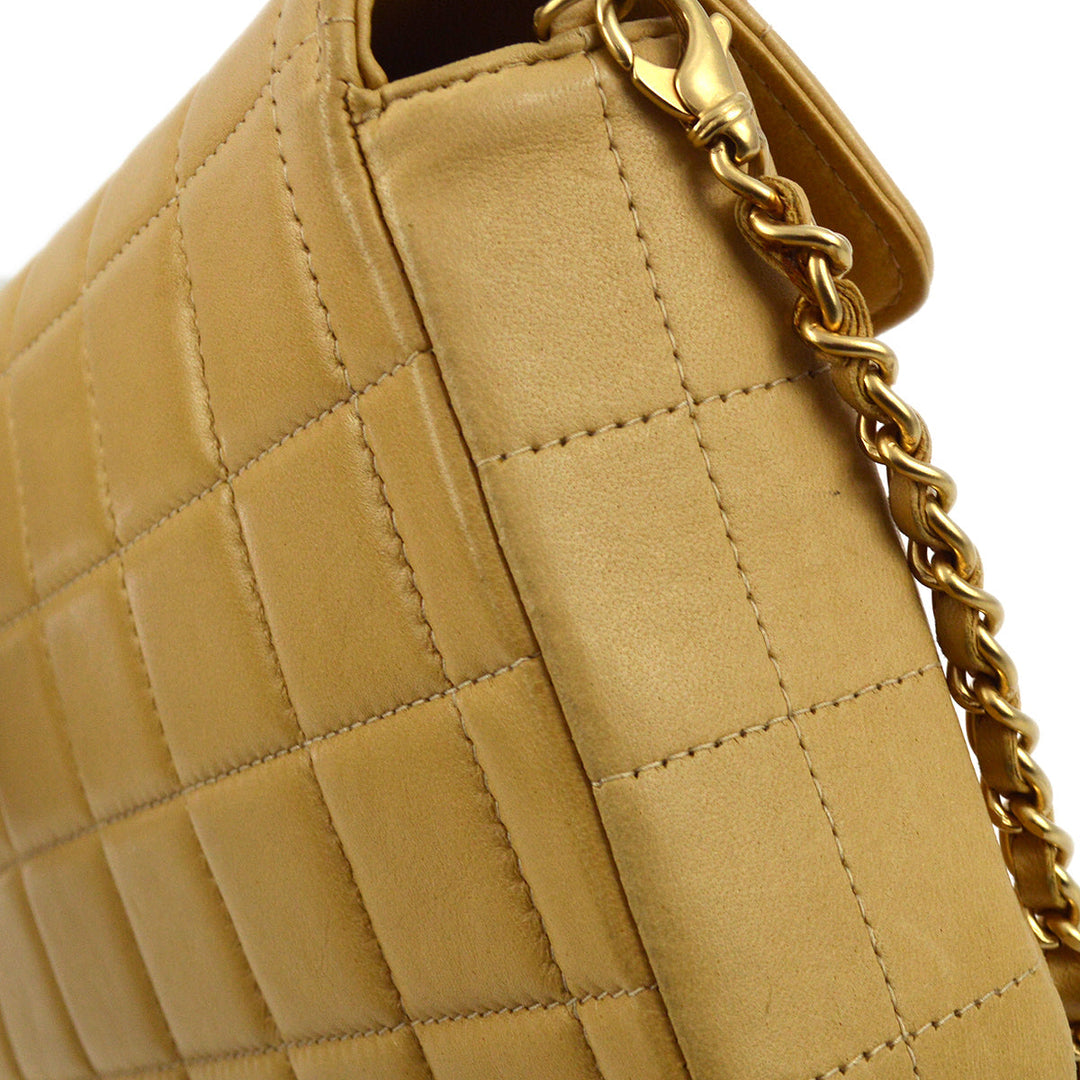 Top Quality Chanel 2001-2003 Beige Lambskin East West Choco Bar Chain Shoulder Bag