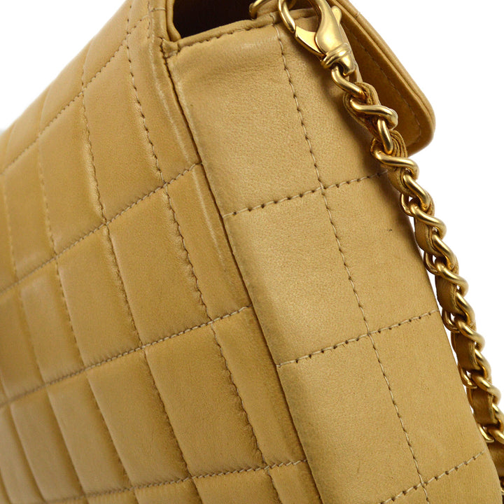 Top Quality Chanel 2001-2003 Beige Lambskin East West Choco Bar Chain Shoulder Bag