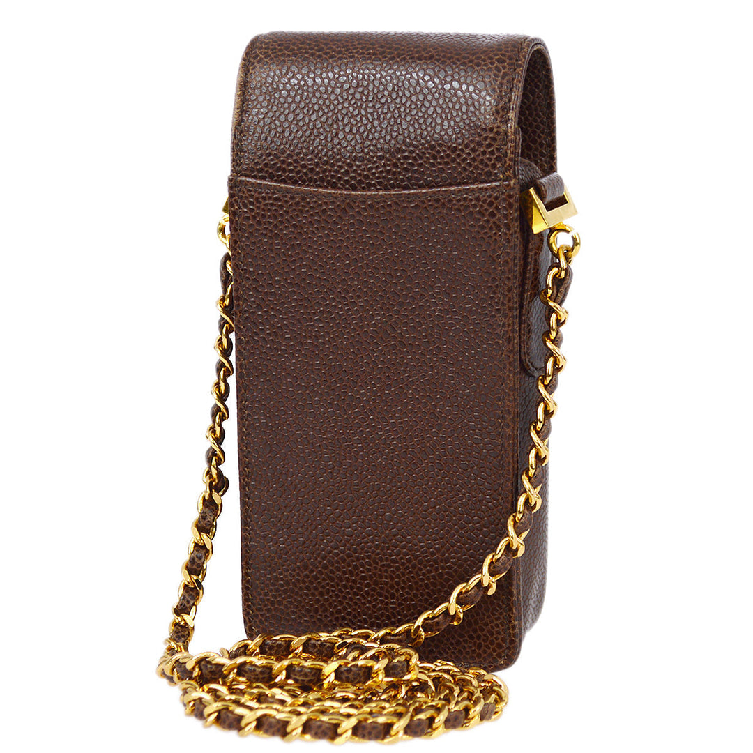 Top Quality Chanel Brown Caviar Chain Shoulder Bag Pouch