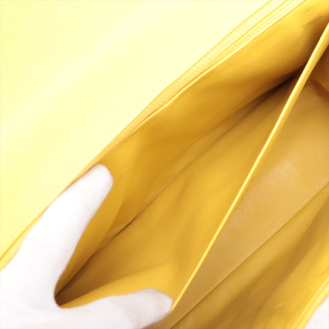 Top Quality Chanel DECAMATRASSE 34 MAXI Caviar S Single Flap Double Chain Bag Yellow Silver  13th A58601