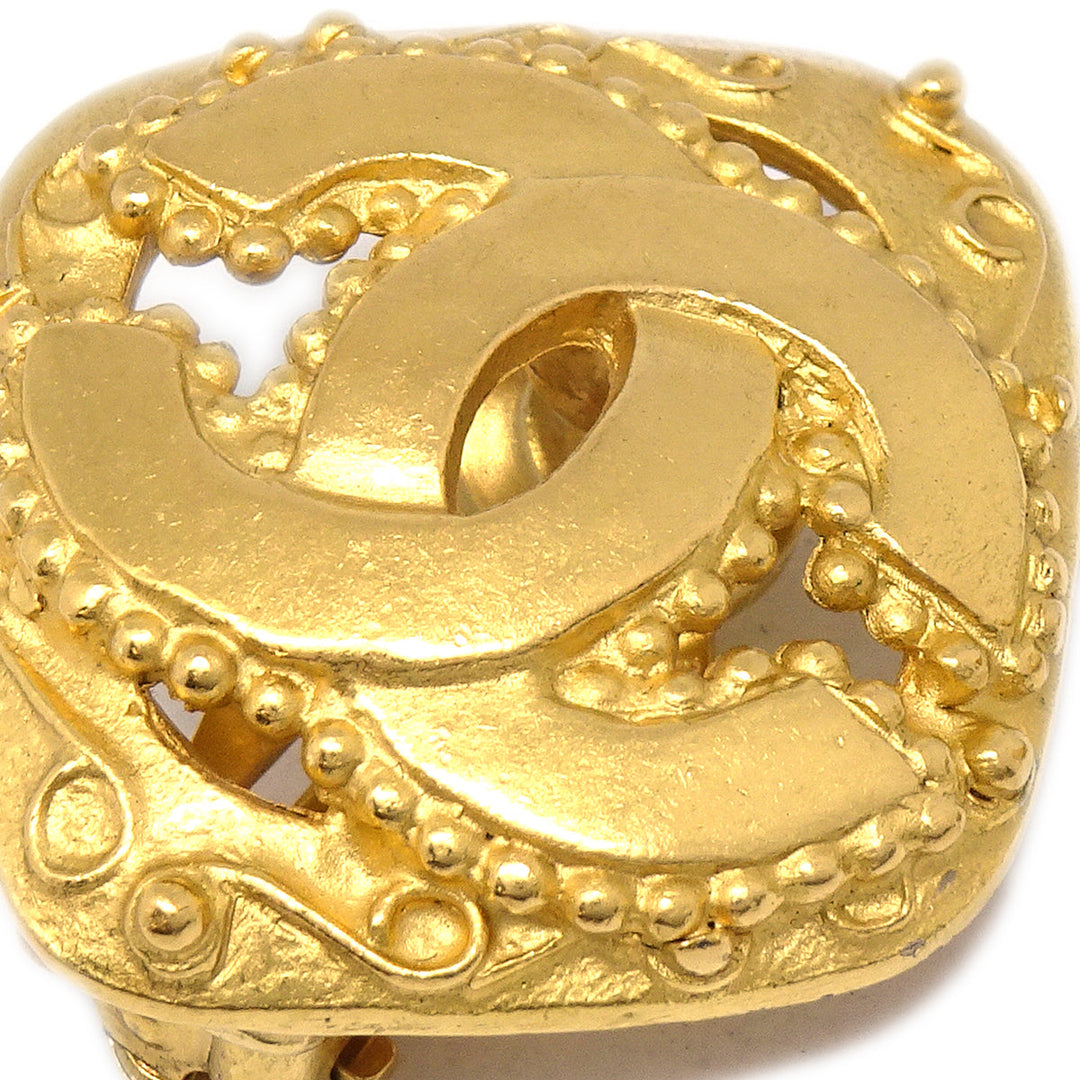 Top Quality Chanel Rhombus Earrings Clip-On Gold 96A