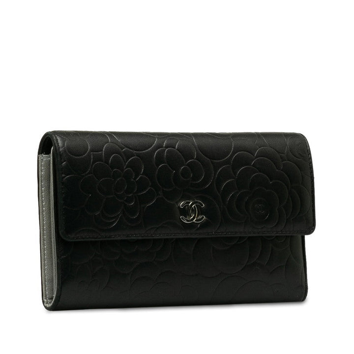 Top Quality Chanel CAMERIA COCOMARK Double Folded Wallet Black   CHANEL