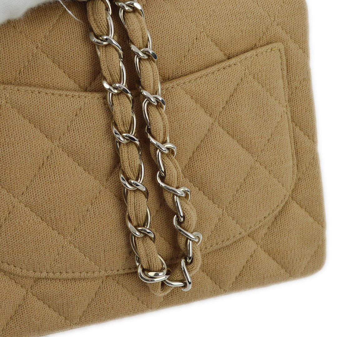 Top Quality Chanel Beige Cotton Mini Classic Square Flap Shoulder Bag 17