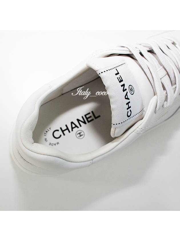 Logo Calfskin Low Top Sneakers White Chanel