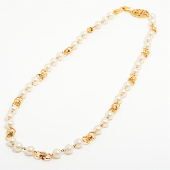 Top Quality Chanel Coco 95A Necklace GP   Pearl Gold