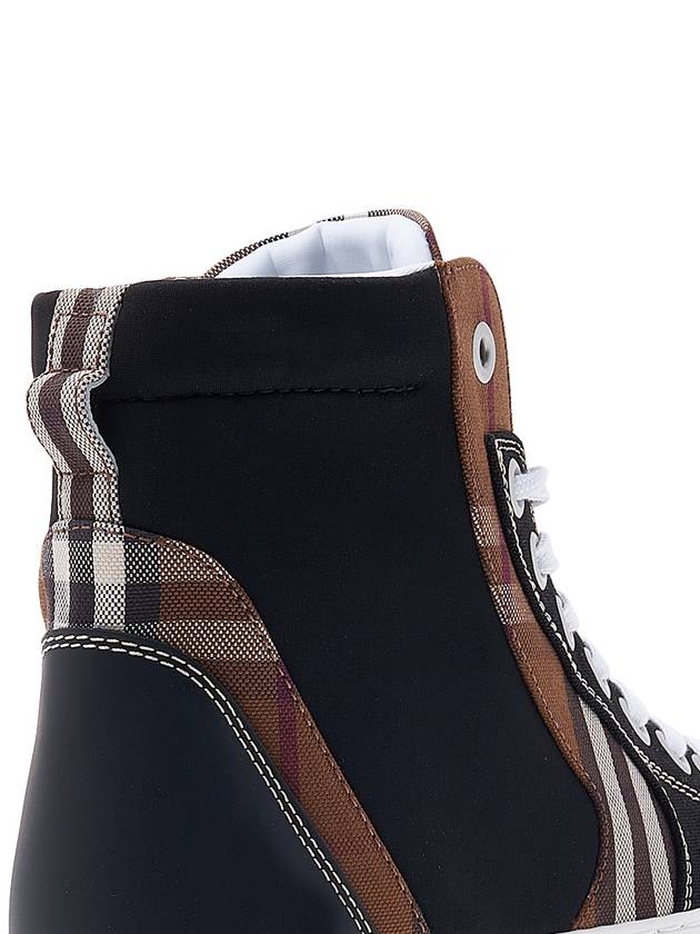 Burberry Vintage Check Cotton Neoprene High Top Sneakers Dark Birch Brown