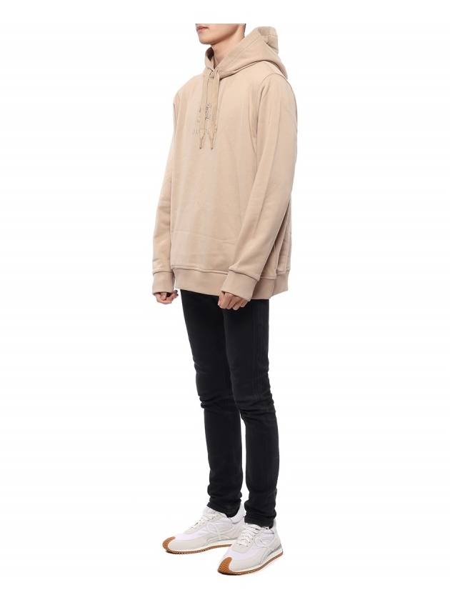 Burberry Embroidered EKD Cotton Hoodie Beige