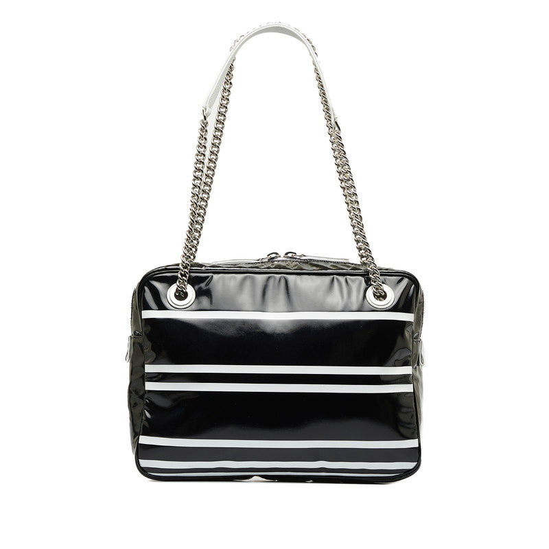 Top Quality Chanel 19 Cruise Collection LA PAUA Cocomark Chain Shoulder Bag Black White PVC Leather  CHANEL
