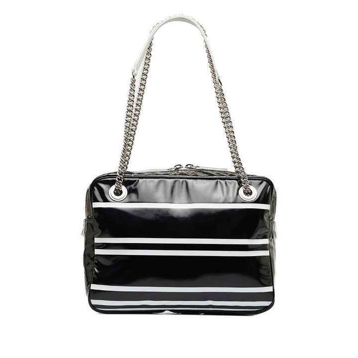 Top Quality Chanel 19 Cruise Collection LA PAUA Cocomark Chain Shoulder Bag Black White PVC Leather  CHANEL