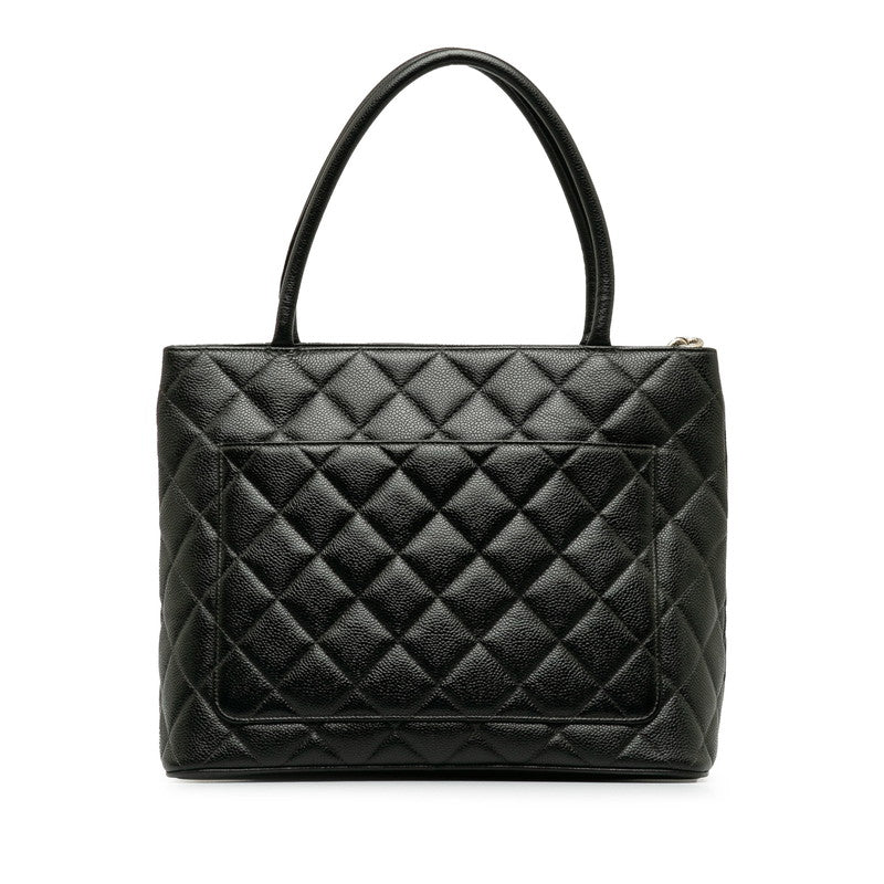Top Quality Chanel Matrases Medallion   ilver  Tooth Bag Shoulder Bag Black Caviar S Leather  CHANEL