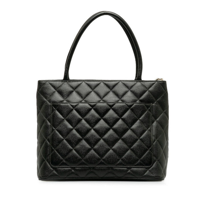 Top Quality Chanel Matrases Medallion   ilver  Tooth Bag Shoulder Bag Black Caviar S Leather  CHANEL