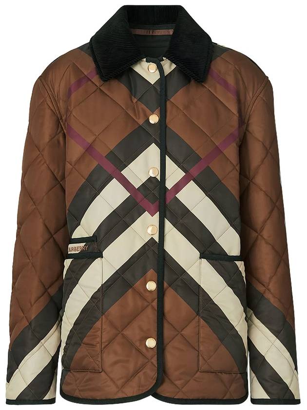 Burberry Chevron Check Diamond Quilted Jacket Dark Birch Brown