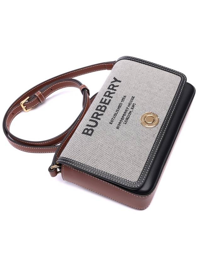 Burberry Horseferry Print Cotton Canvas Leather Cross Bag Black