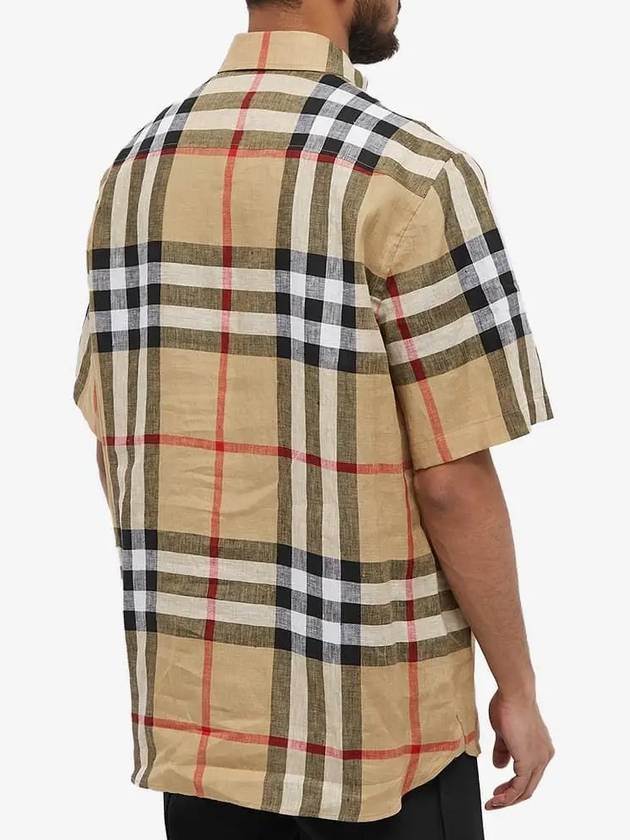 Burberry Linen Tartan Check Short Sleeve Shirt Brown