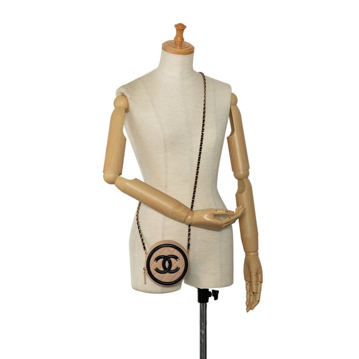 Top Quality Chanel Cocomark CC Figure rounded sliding chain shoulder bag beige black caviar s ladies CHANEL