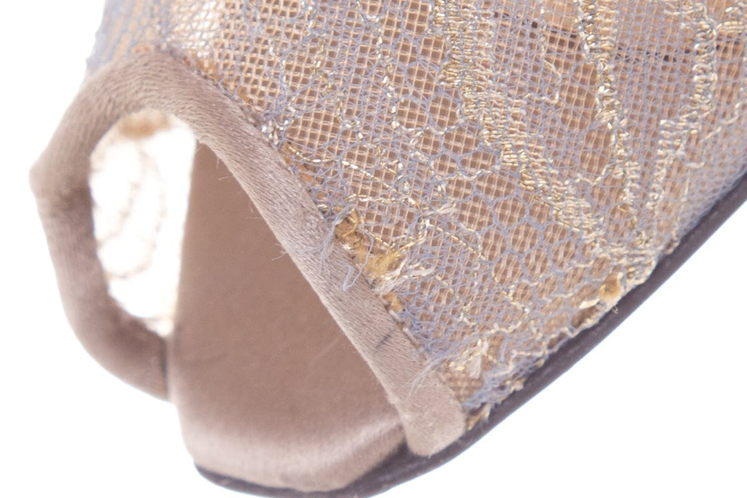 Giorgio Armani Silver Lace Detail Heels SZ 37