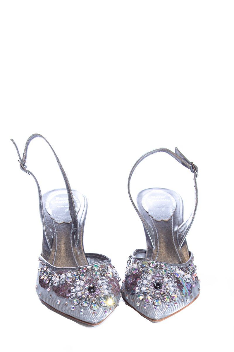 Rene Caovilla Silver Slingbacks SZ 37