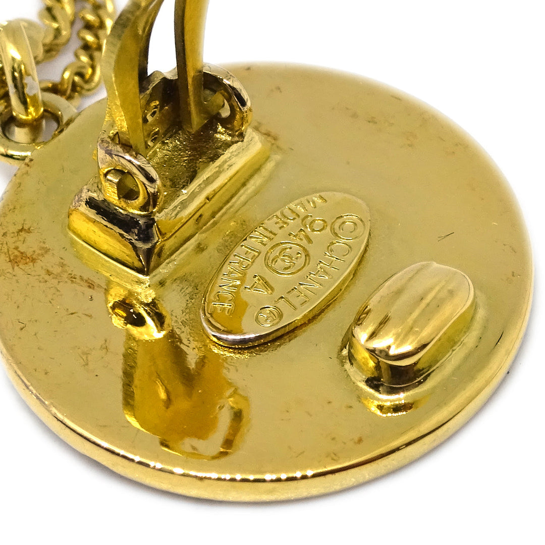 Top Quality Chanel 1994 Bag Dangle Earrings Clip-On Gold