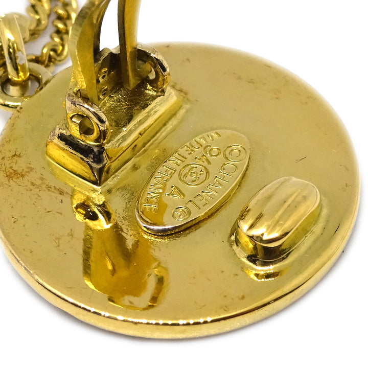 Top Quality Chanel 1994 Bag Dangle Earrings Clip-On Gold