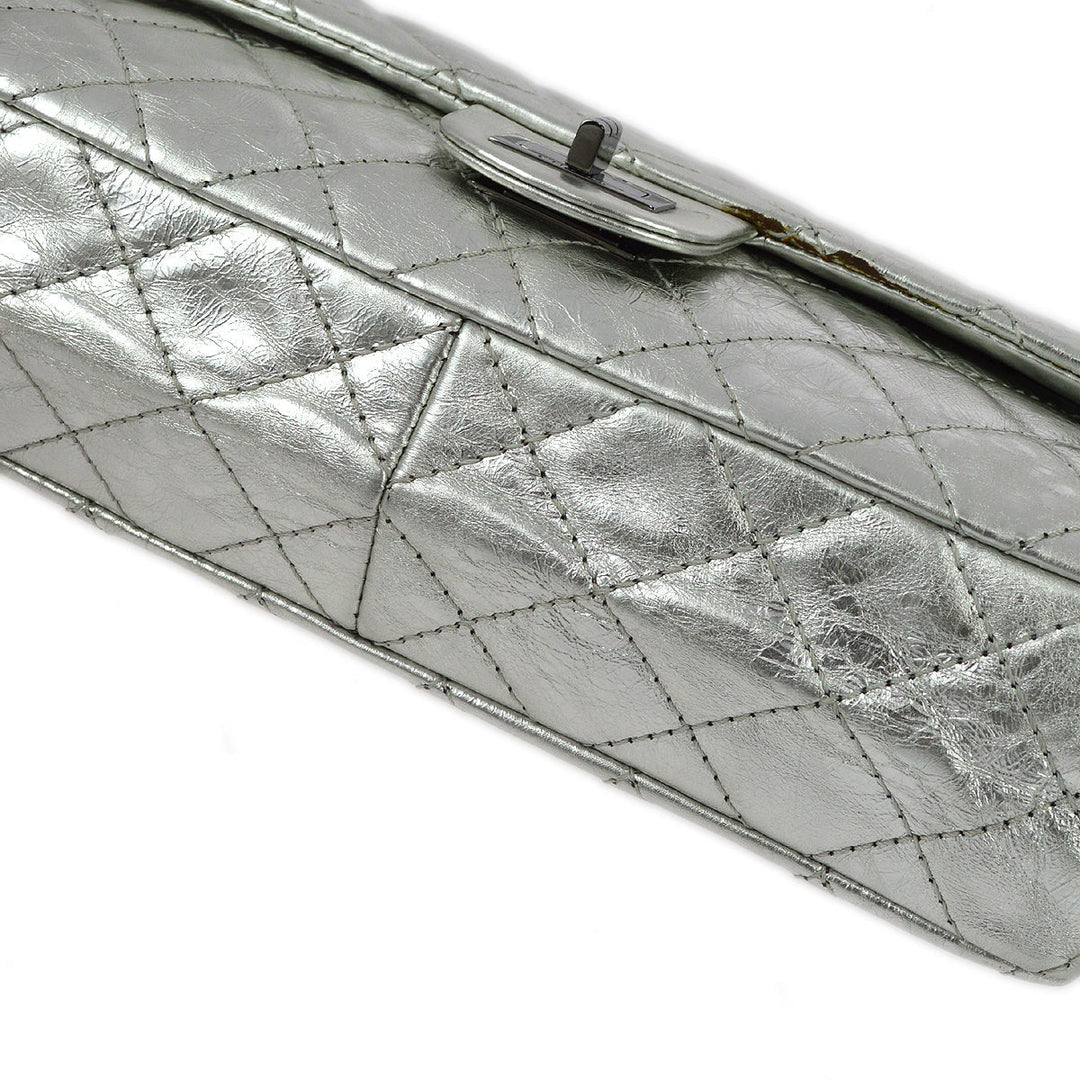 Top Quality Chanel Silver Lambskin 2.55 Classic Double Flap Shoulder Bag