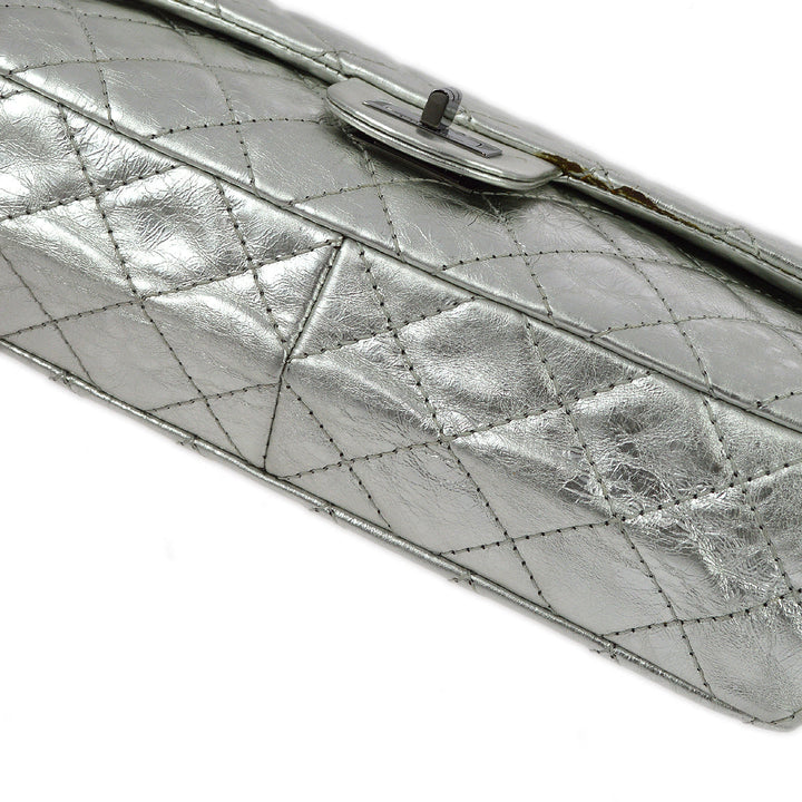 Top Quality Chanel Silver Lambskin 2.55 Classic Double Flap Shoulder Bag