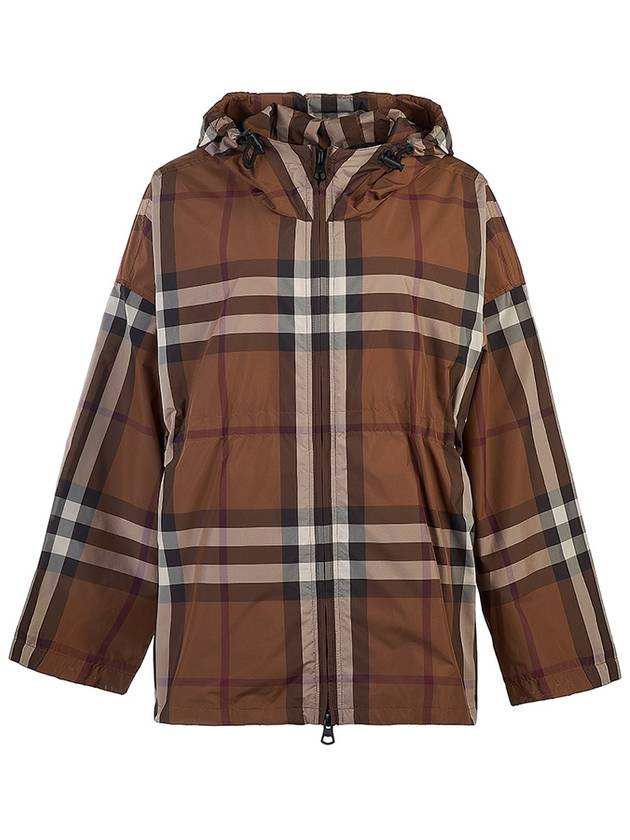 Burberry Check Hooded Jacket Dark Birch Brown