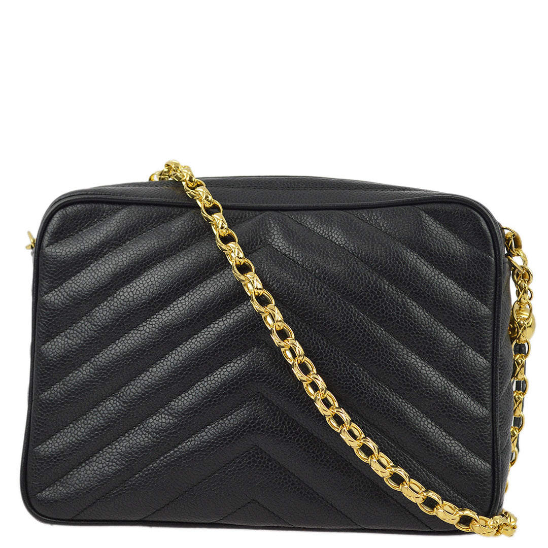 Top Quality Chanel Black Caviar Skin Pocket Camera Bag