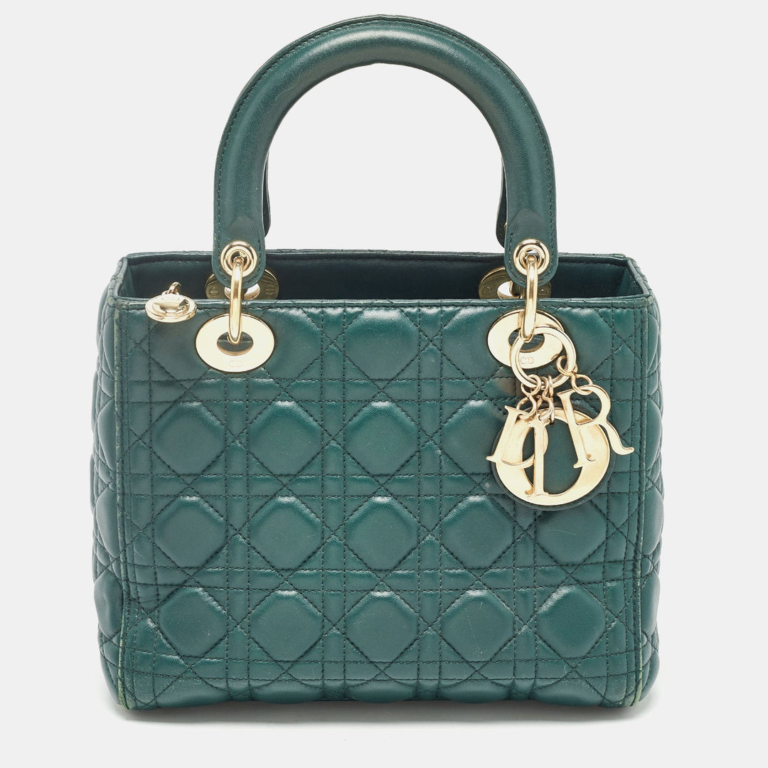 Top quality Dior Green Cannage Leather Medium Lady Tote