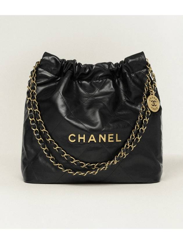 22 Shiny Calfskin Small Shoulder Bag Black Chanel