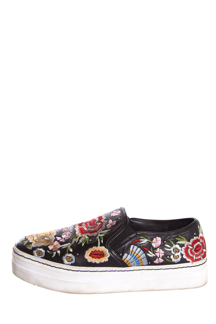 Alice + Olivia Black Embroidery Slip On Sneakers SZ 10