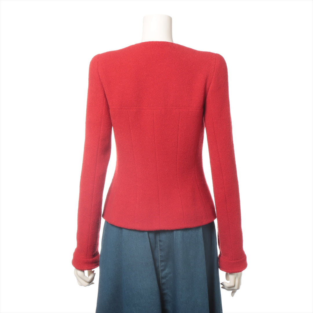 Top Quality Chanel Coconut Button 95A Wool  Nylon Jacket 36  Red Twid P05302V04291
