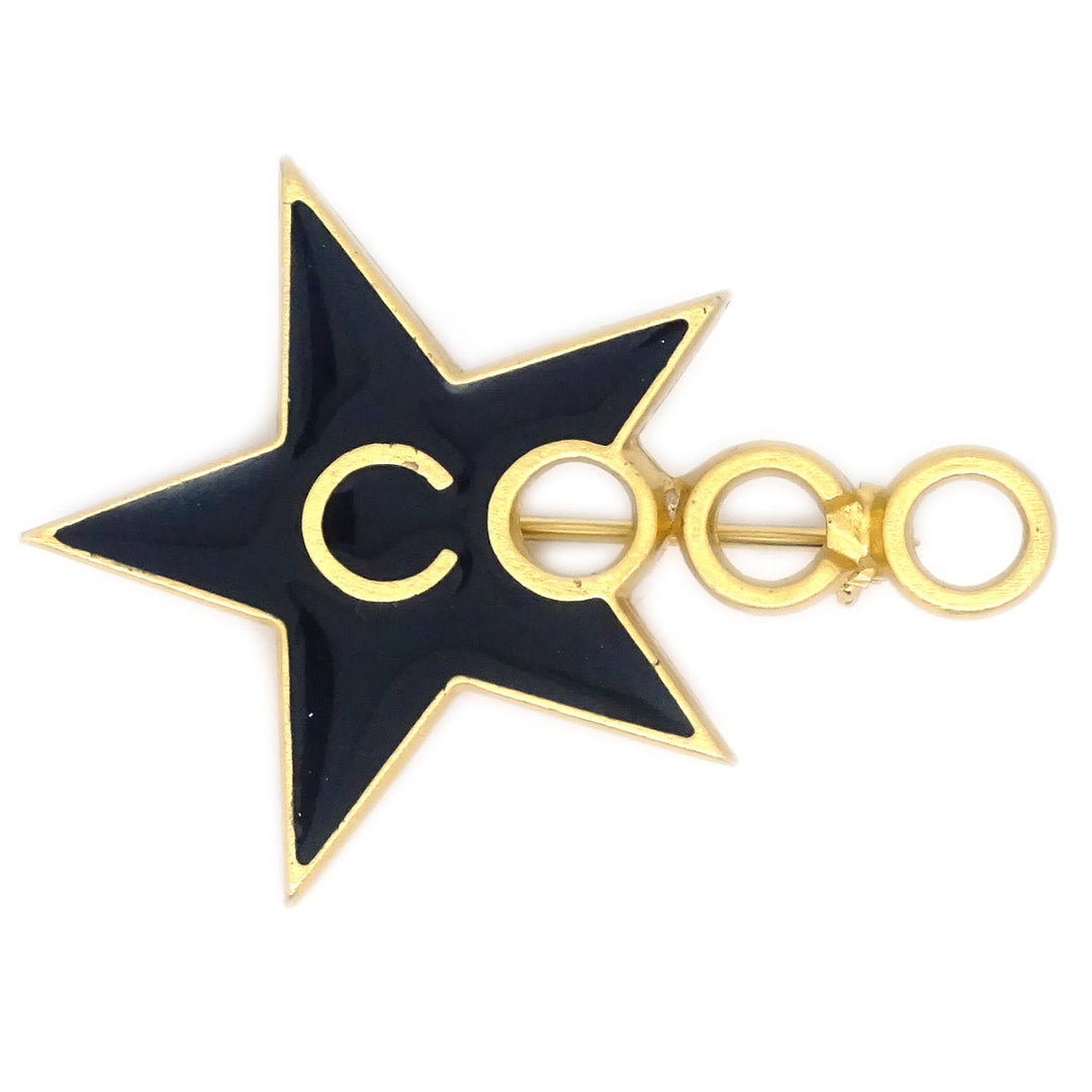 Top Quality Chanel Star Brooch Pin Black 01P