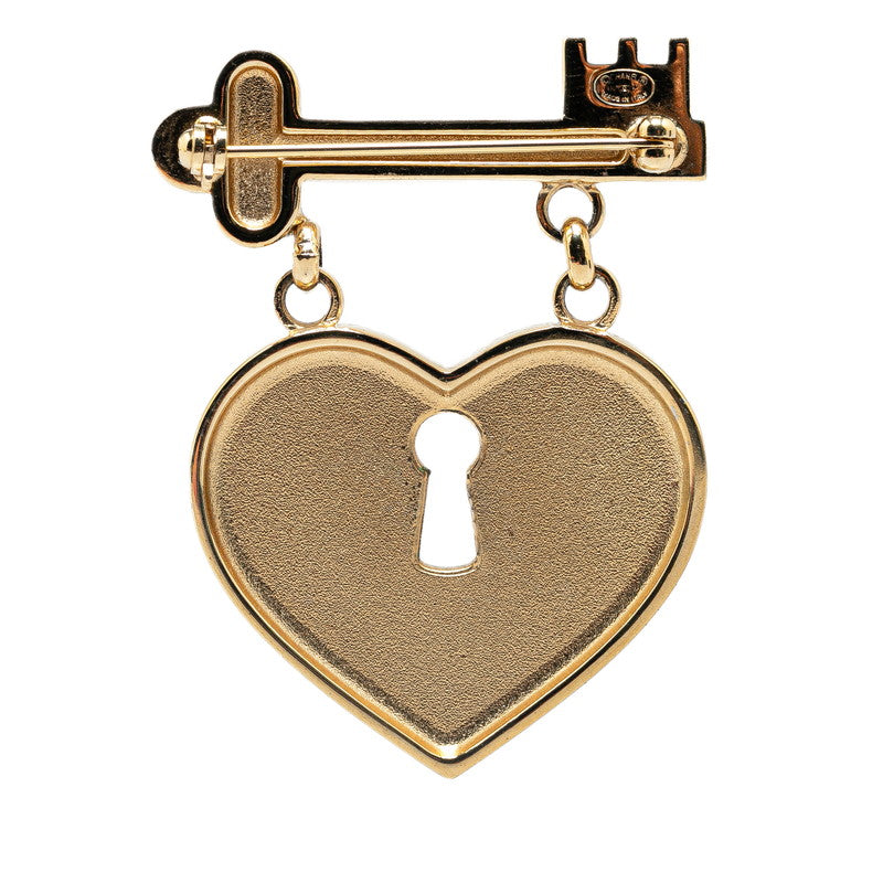 Top Quality Chanel Rhinestone Heart Motif Brooch Gold Plated
