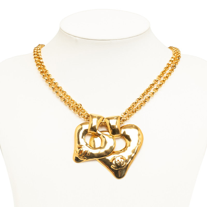 Top Quality Chanel Vintage Coco Double Heart Necklace G   Chanel