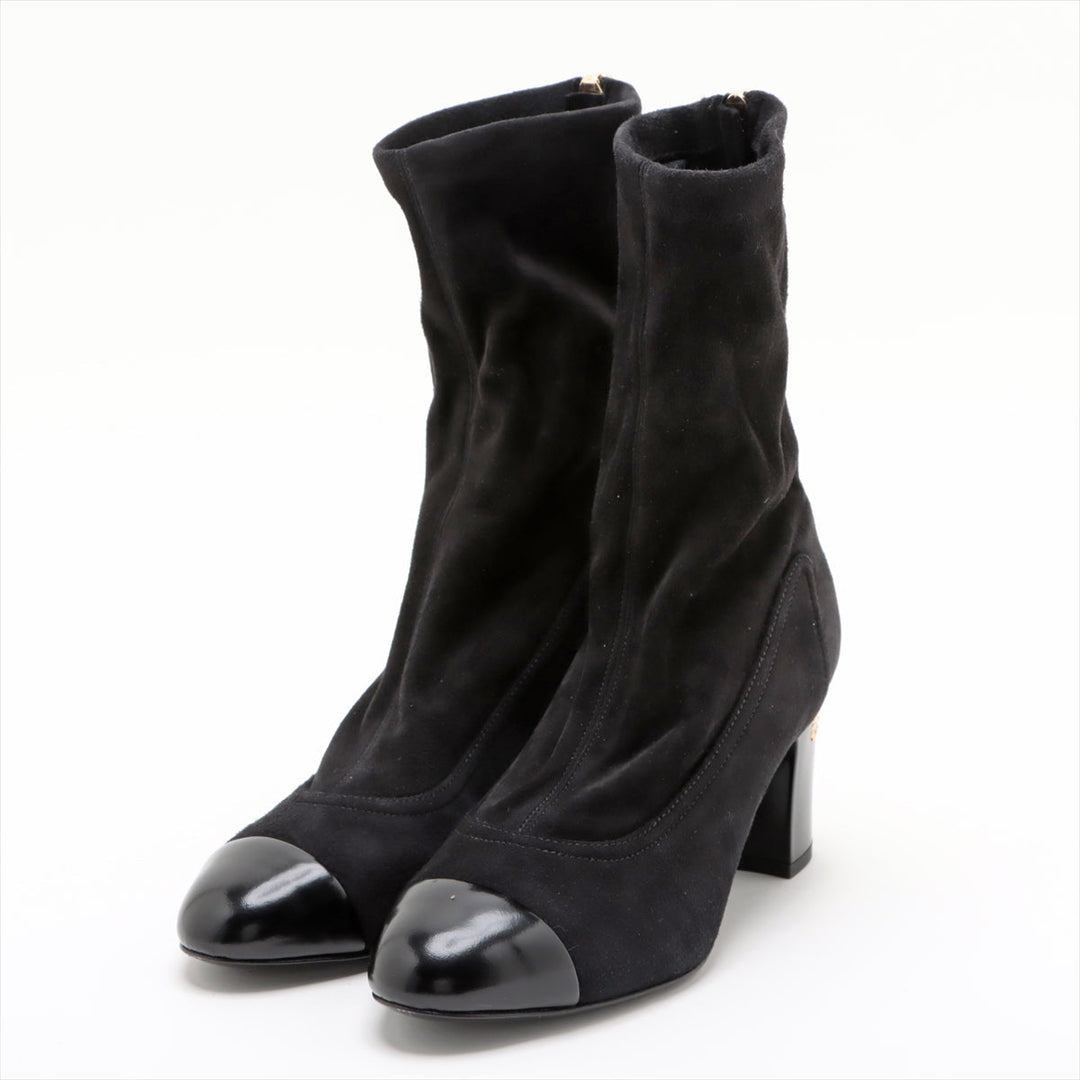Top Quality Chanel Coco Short Boots 36  Black G35000 Line Stone