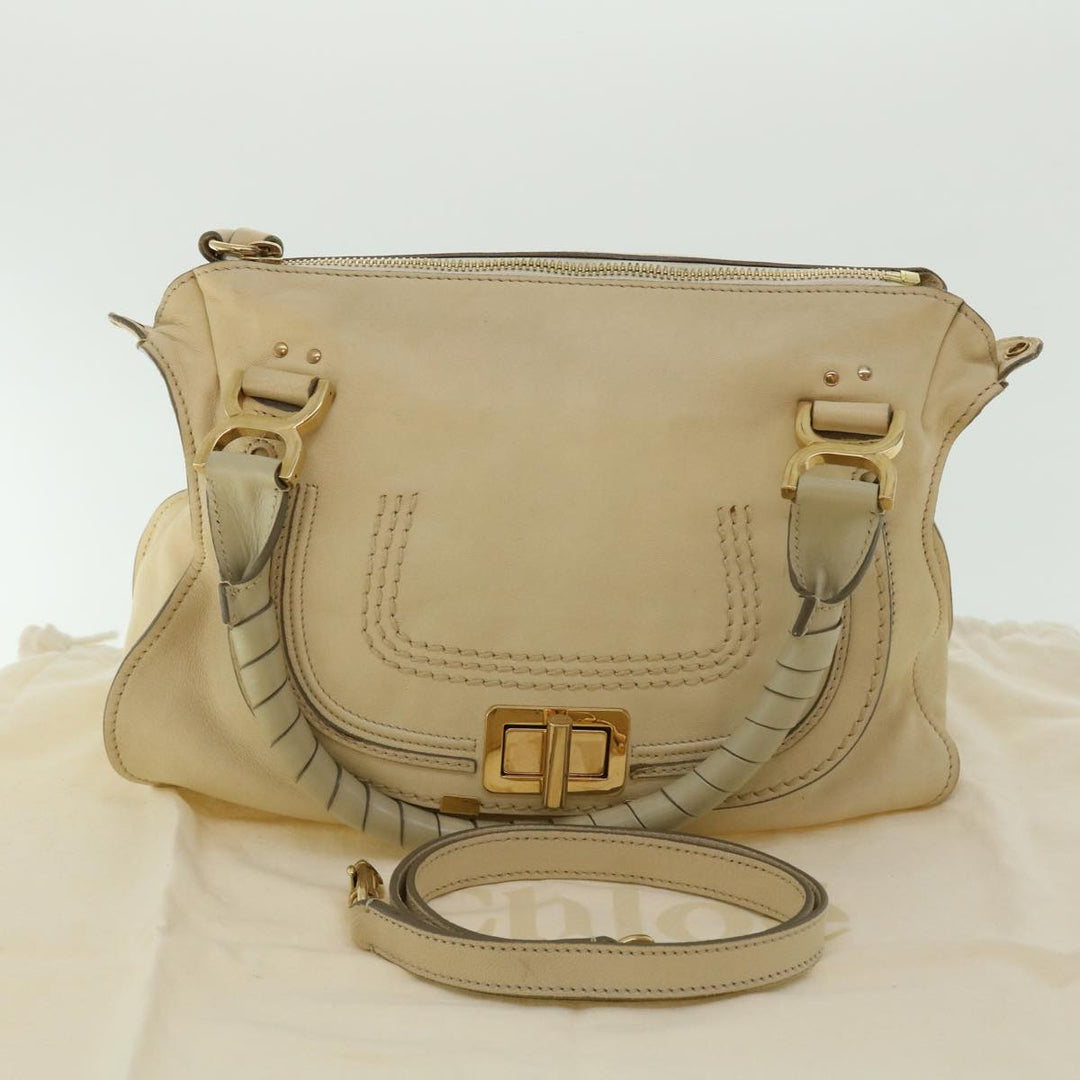 Chloe Mercy Hand Bag Leather 2way Cream 50194
