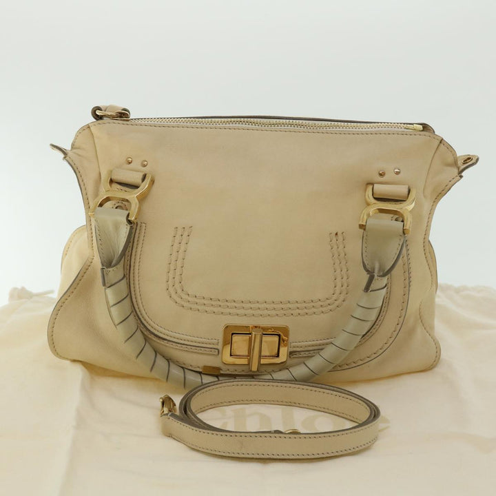 Chloe Mercy Hand Bag Leather 2way Cream 50194