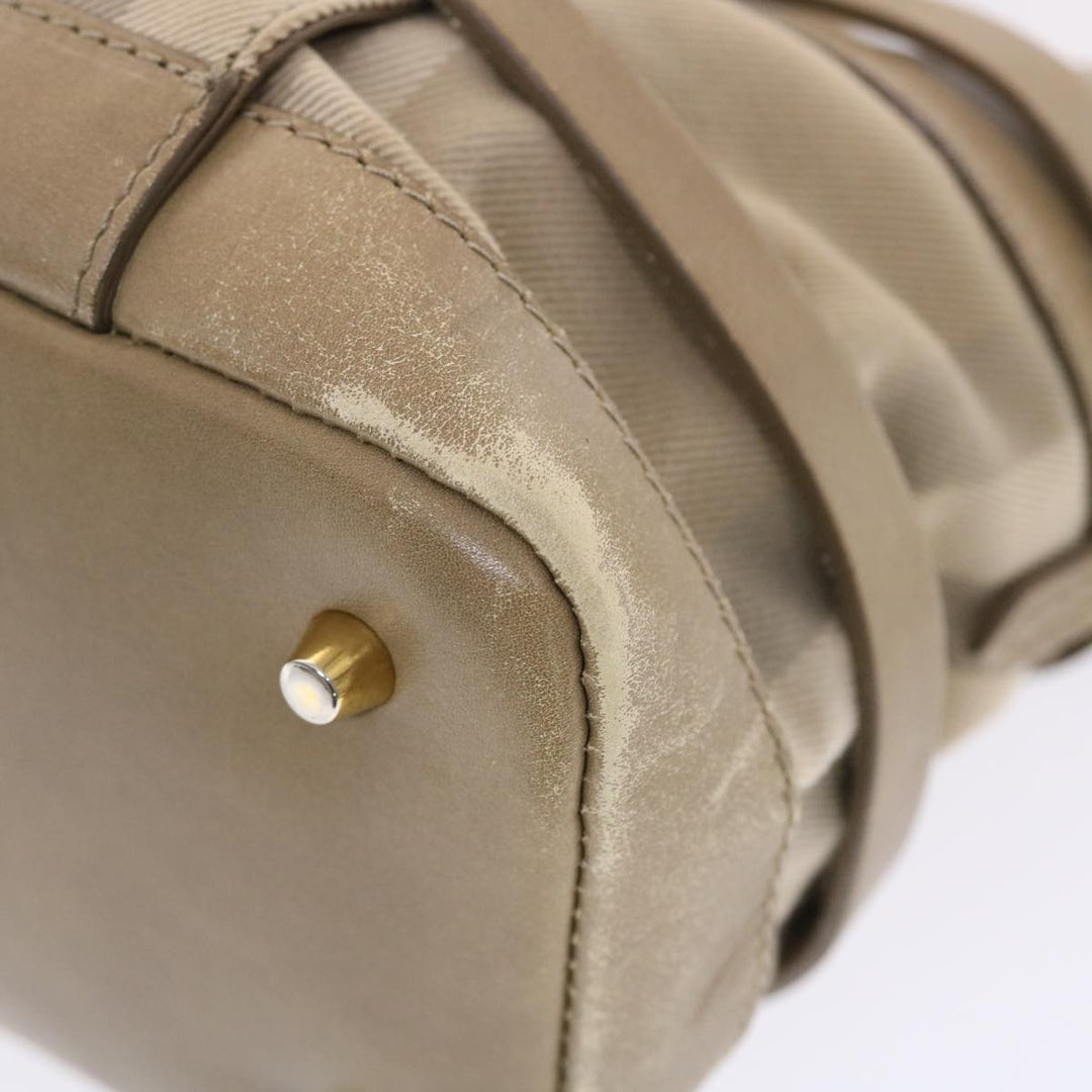 Burberry Nova Check Hand Bag Nylon Leather Beige Auth 50273