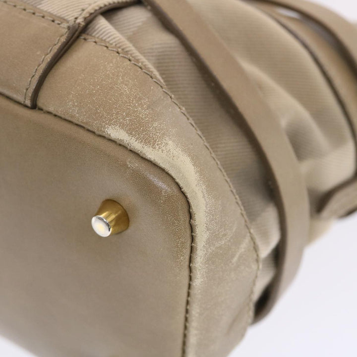 Burberry Nova Check Hand Bag Nylon Leather Beige Auth 50273