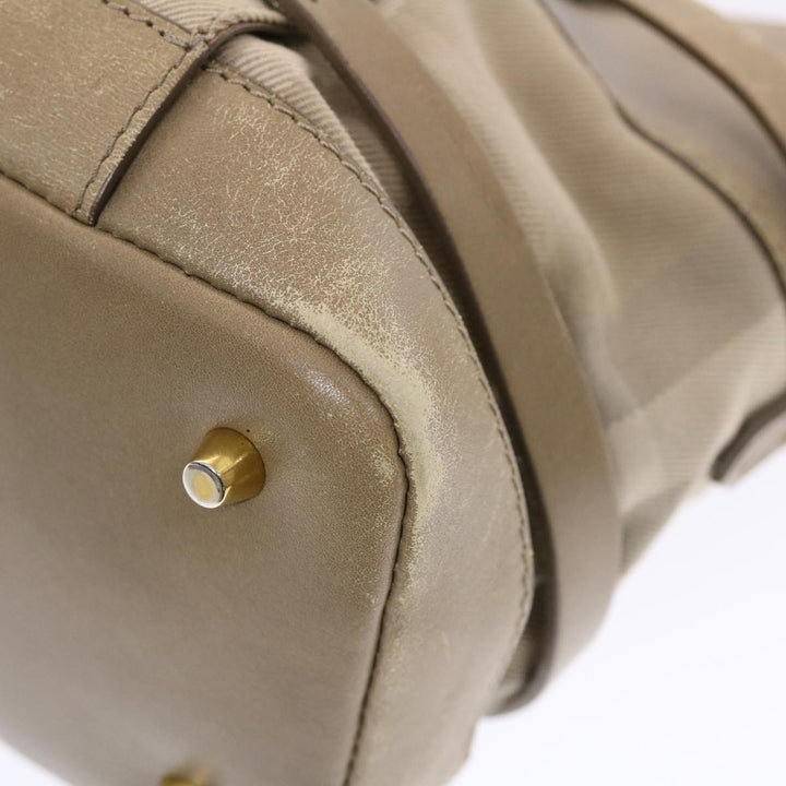 Burberry Nova Check Hand Bag Nylon Leather Beige Auth 50273