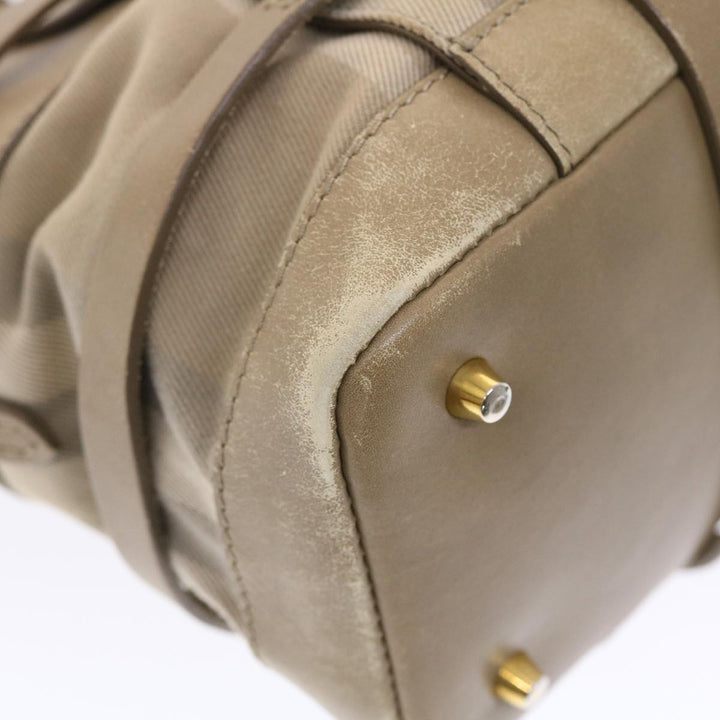 Burberry Nova Check Hand Bag Nylon Leather Beige Auth 50273