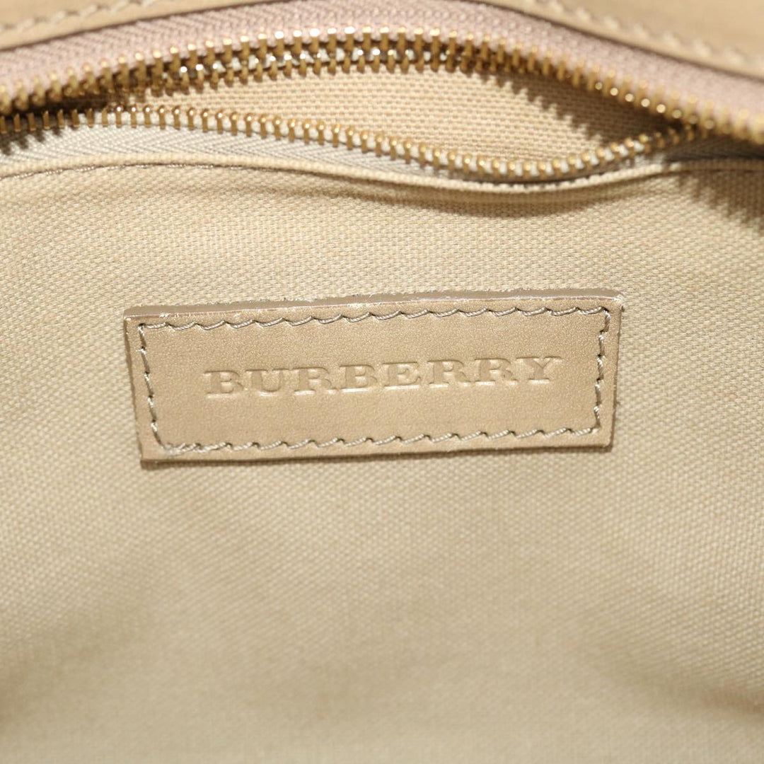 Burberry Nova Check Hand Bag Nylon Leather Beige Auth 50273