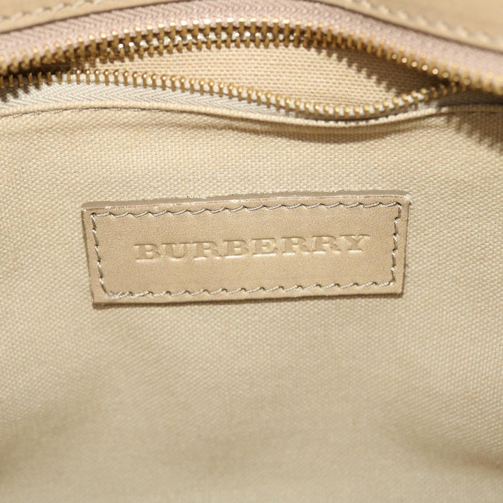 Burberry Nova Check Hand Bag Nylon Leather Beige Auth 50273