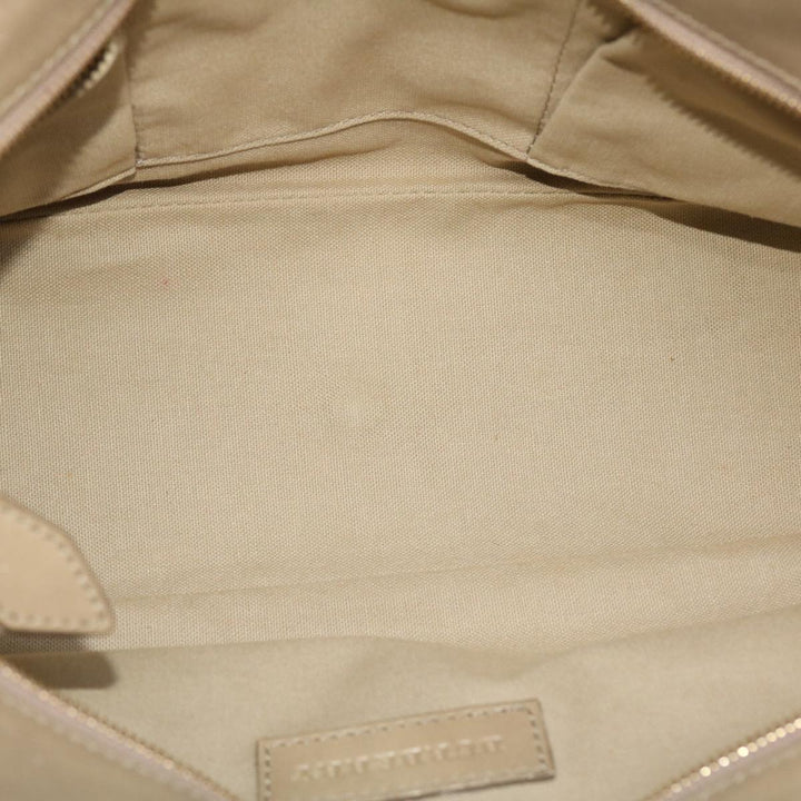 Burberry Nova Check Hand Bag Nylon Leather Beige Auth 50273